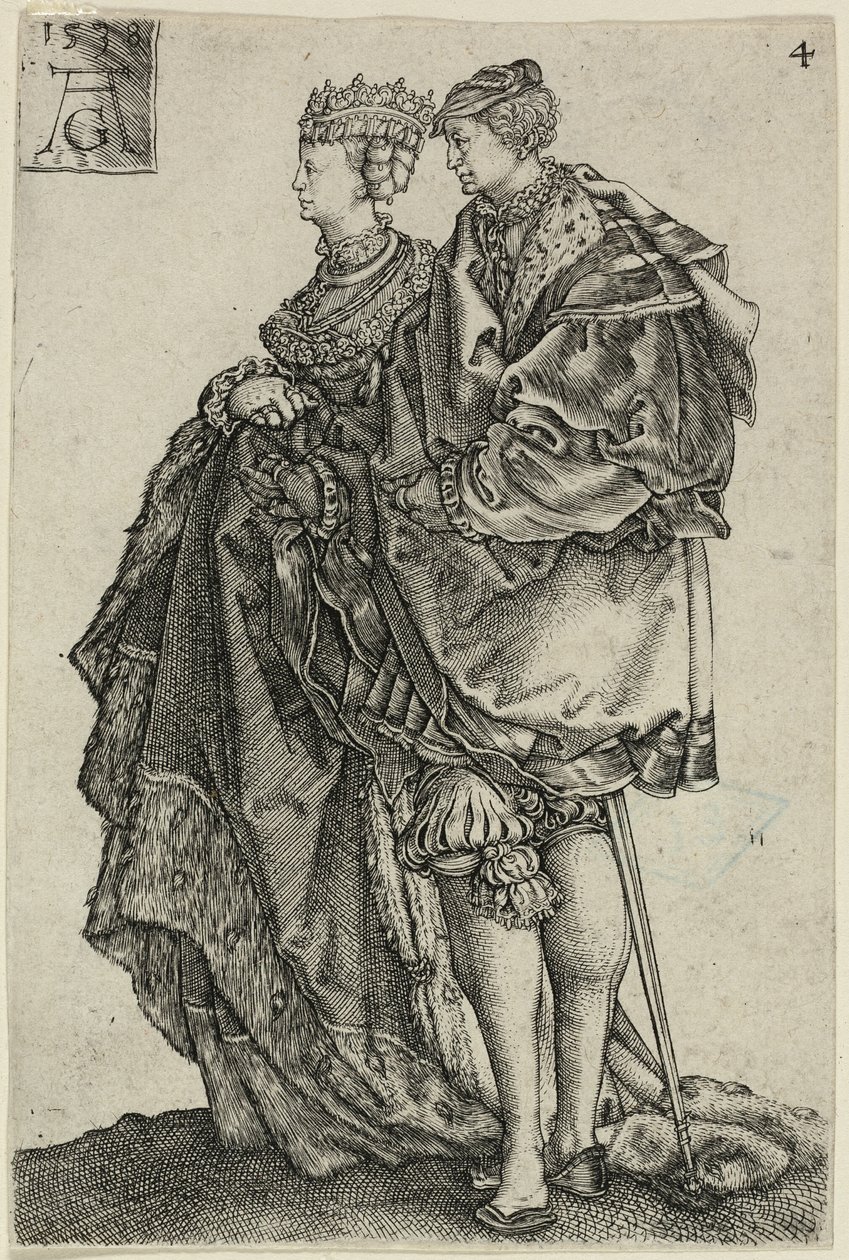 Dancing Couple, plate fire fra The Large Wedding-Dancers av Heinrich Aldegrever