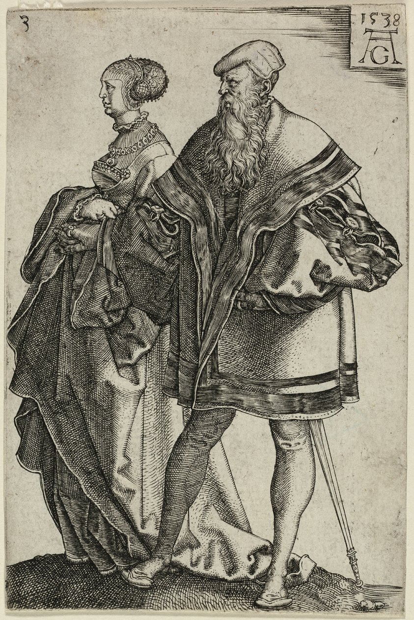 Dansepar, plate tre fra The Large Wedding-Dancers av Heinrich Aldegrever
