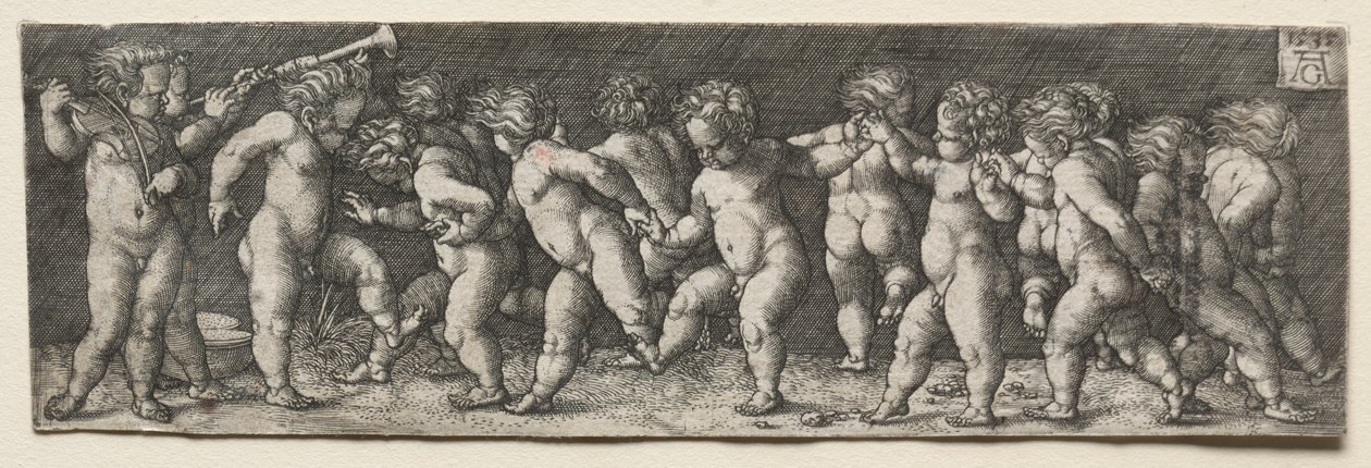 Femten nakenbarn som danser av Heinrich Aldegrever