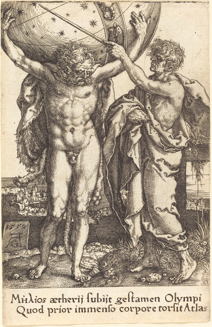 Hercules og Atlas, 1550. av Heinrich Aldegrever