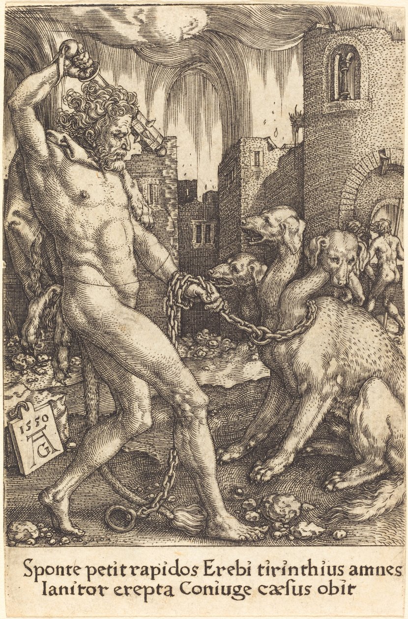 Herkules og Cerberus av Heinrich Aldegrever