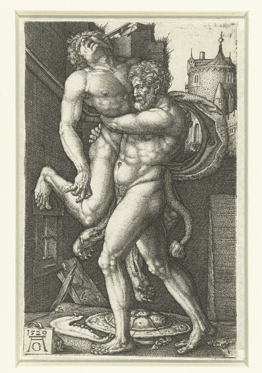 Herkules i Antaeus av Heinrich Aldegrever
