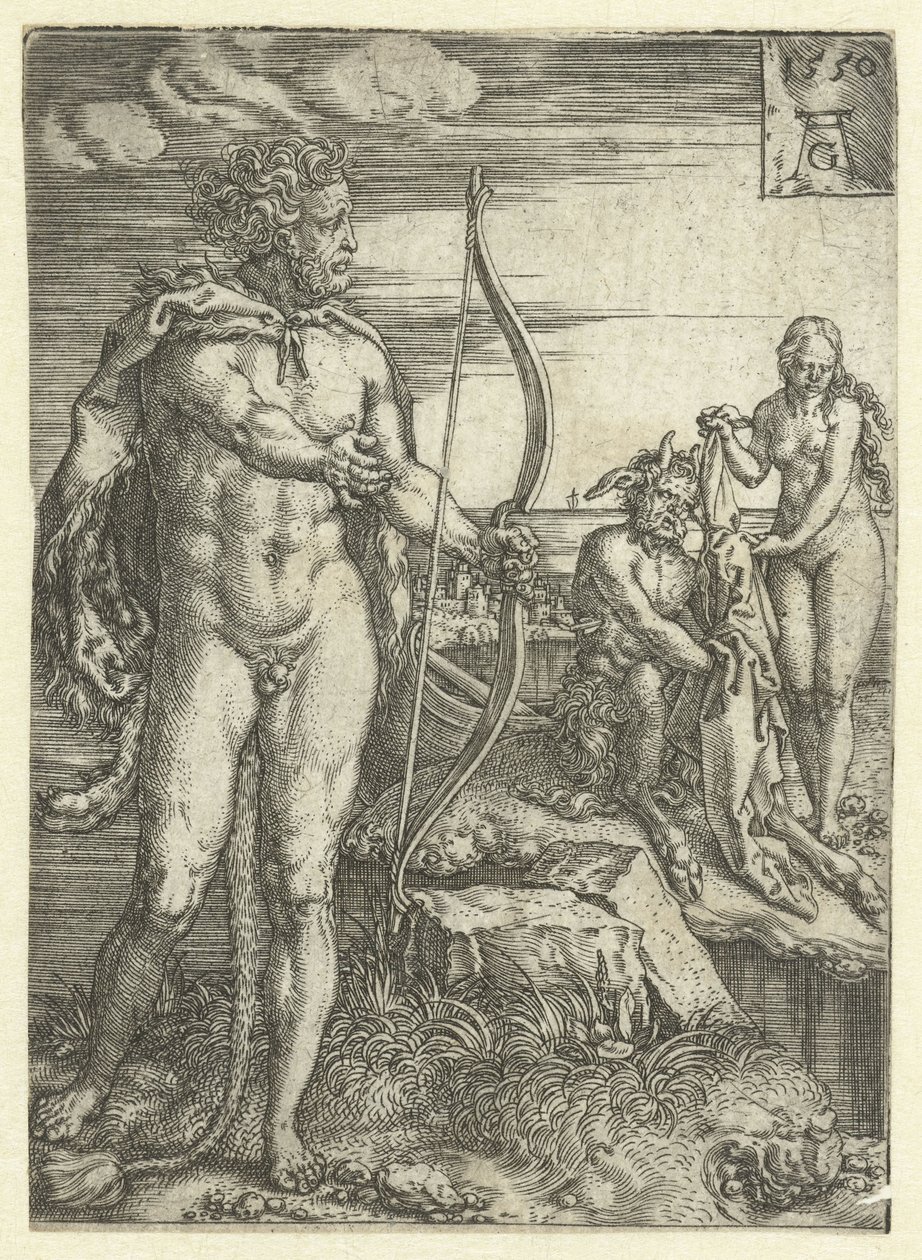 Hercules redder Deianira fra Nessus Labours of Hercules (serietittel) av Heinrich Aldegrever