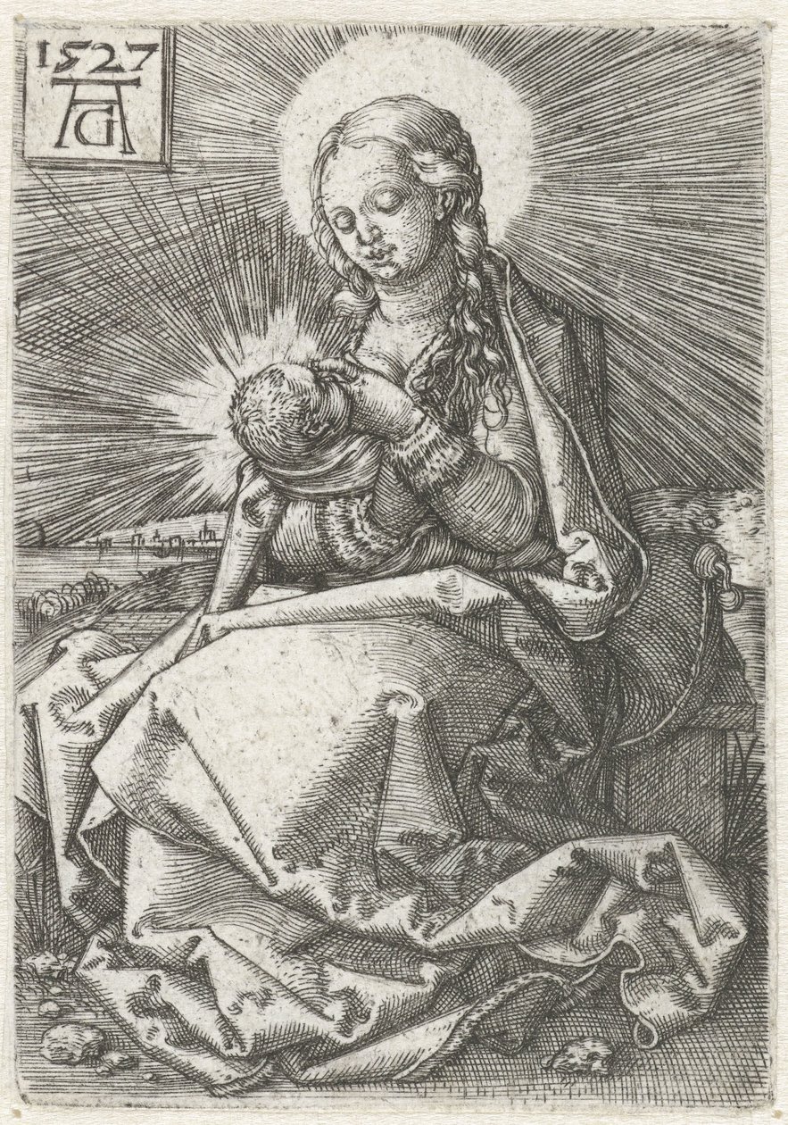 Madonna med barn ved brystet av Heinrich Aldegrever