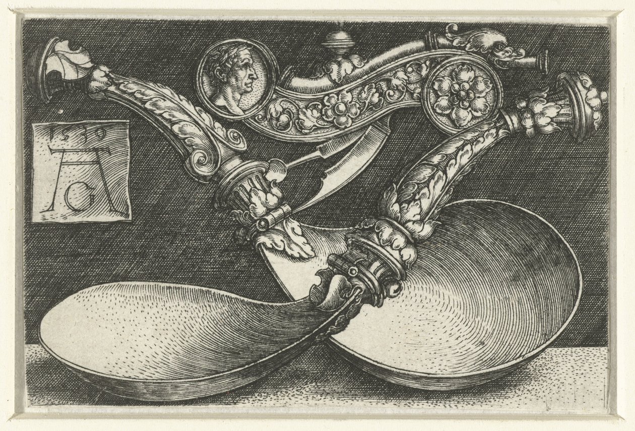 Design for to skjeer og en fløyte av Heinrich Aldegrever
