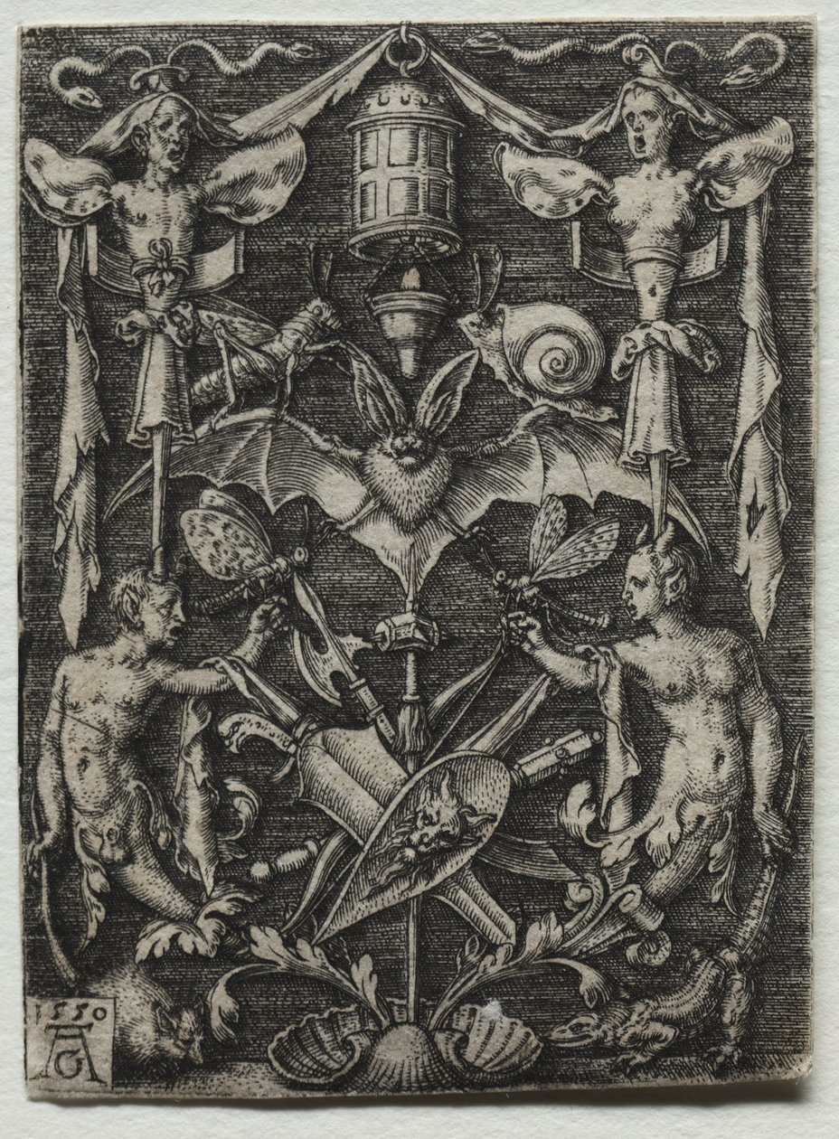 Ornamentdesign med flaggermus i midten av Heinrich Aldegrever