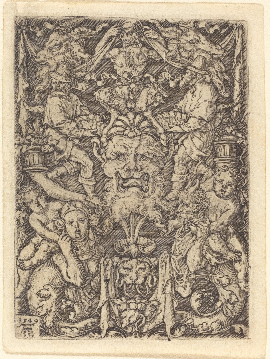 Ornament med maske av Heinrich Aldegrever