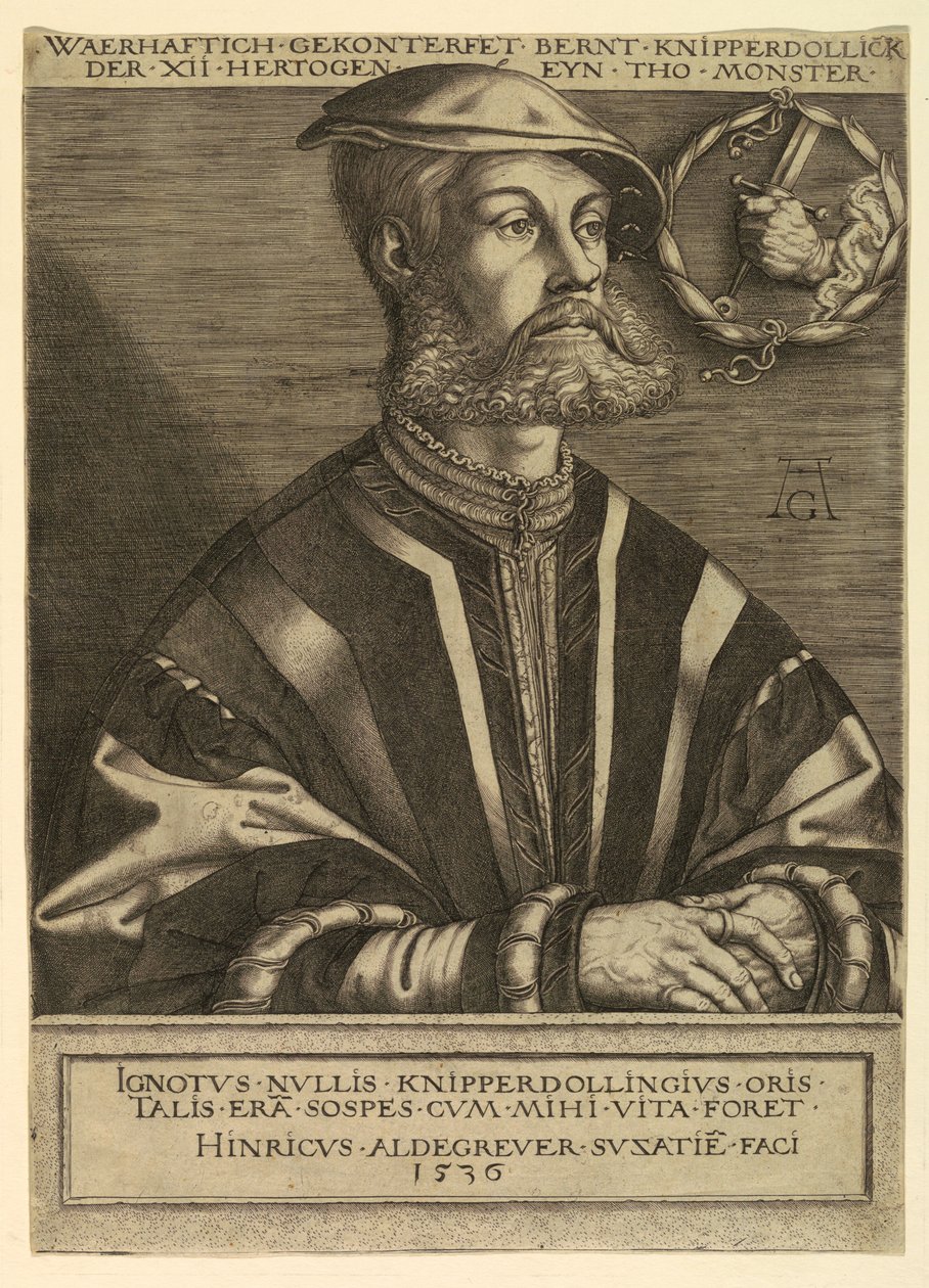 Portrett av Bernard Knipperdolling, en sjef for anabaptistene i Münster av Heinrich Aldegrever
