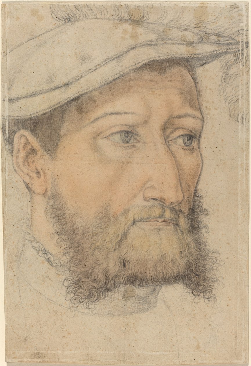 Portrett av en skjeggete mann med en beret av Heinrich Aldegrever