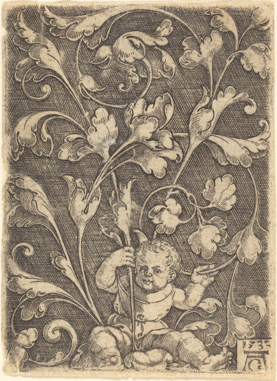 Rullepryd med sittende barn, 1532. av Heinrich Aldegrever