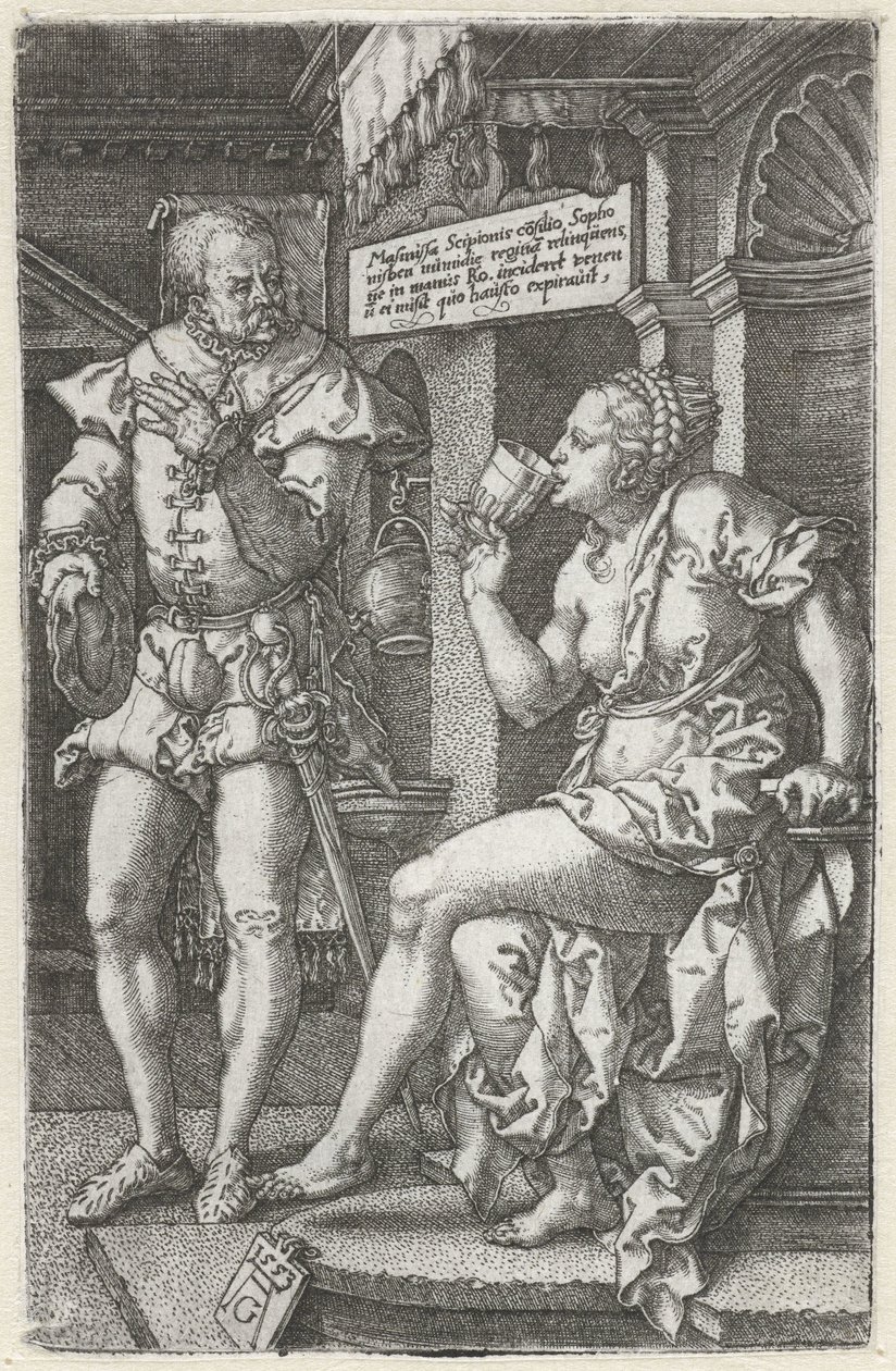 Sophonisba drikker gift av Heinrich Aldegrever