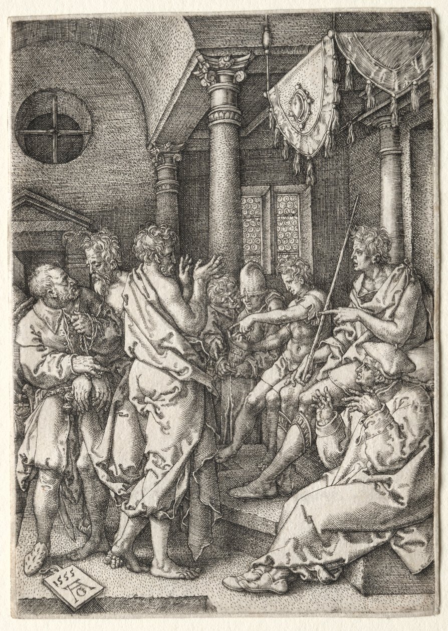 Historien om Susanna: Daniel krysser de eldste. av Heinrich Aldegrever