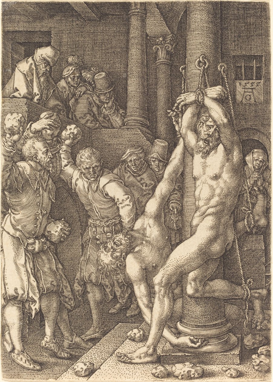 De to eldste steinet av folket, 1555. av Heinrich Aldegrever