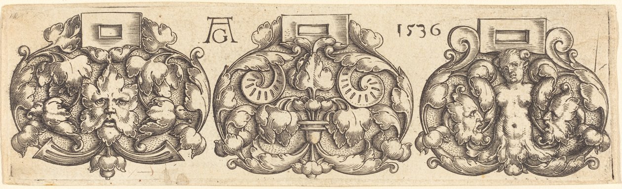 Tre spenner med belter side om side, 1536. av Heinrich Aldegrever