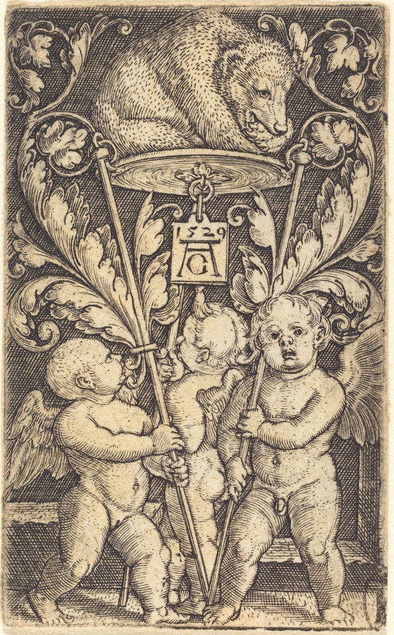 Tre amoriner og en bjørn av Heinrich Aldegrever