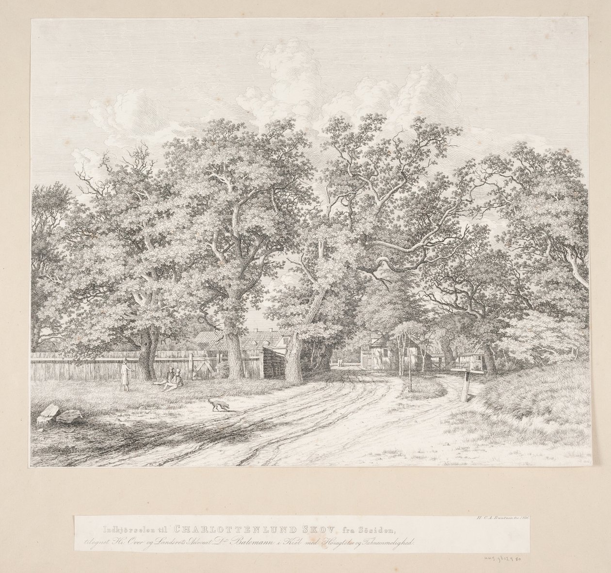 Innkjøringen til Charlottenlund Skog fra innsjøsiden av Heinrich Buntzen