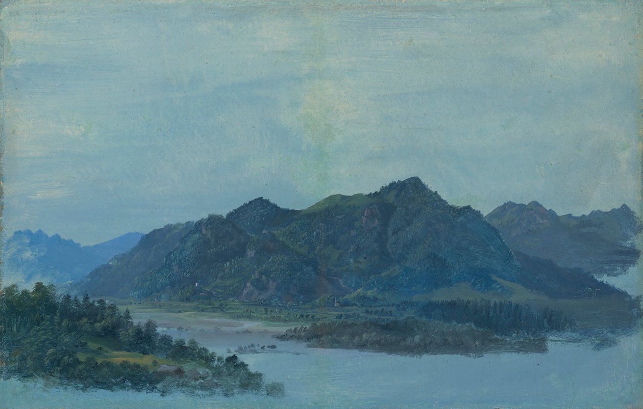 Inn-dalen nær Flintsbach med Falkenstein-slottet og Kaiser-fjellene i bakgrunnen av Heinrich Burkel