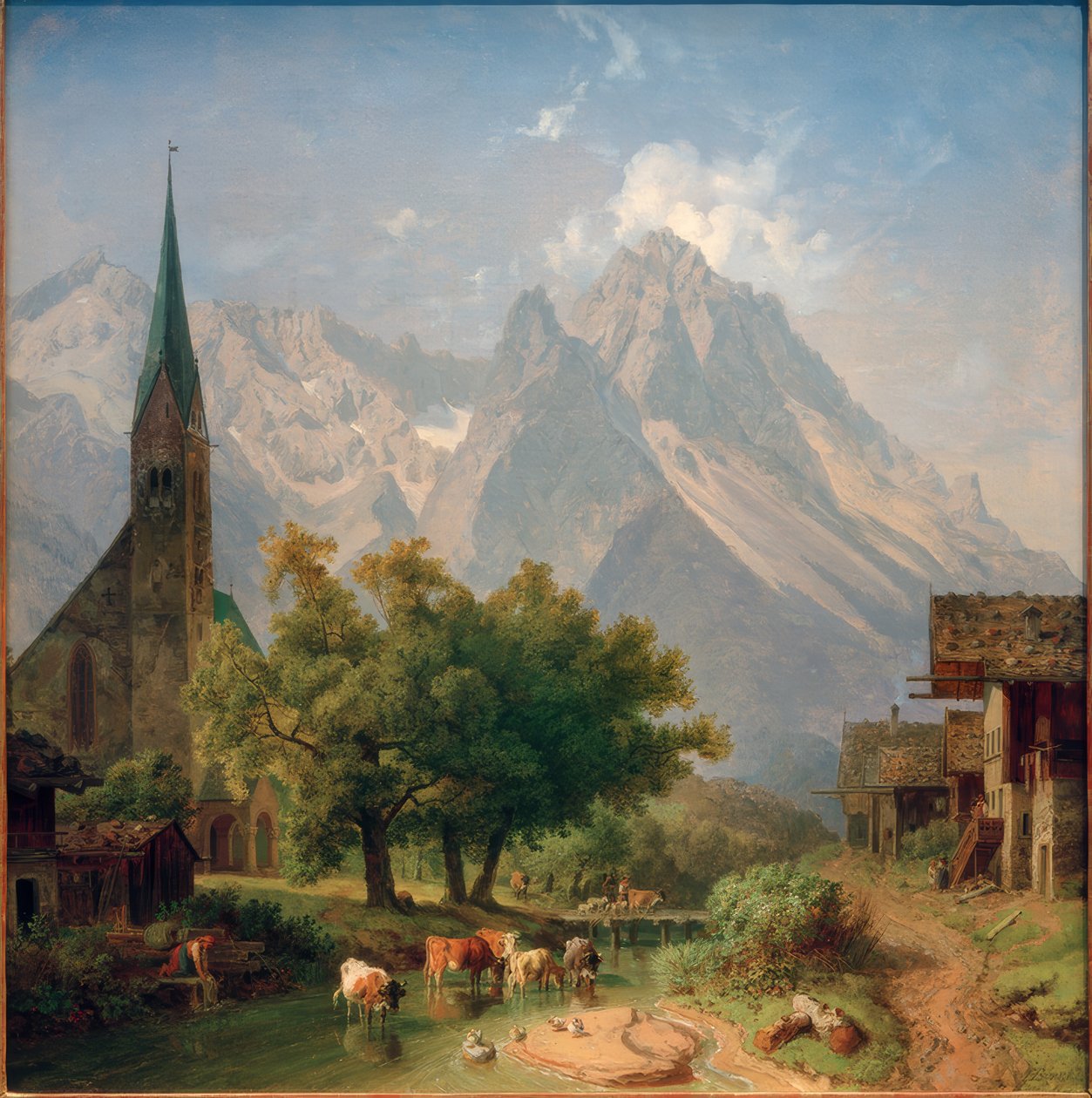 Den gamle sognekirken i Garmisch av Heinrich Burkel