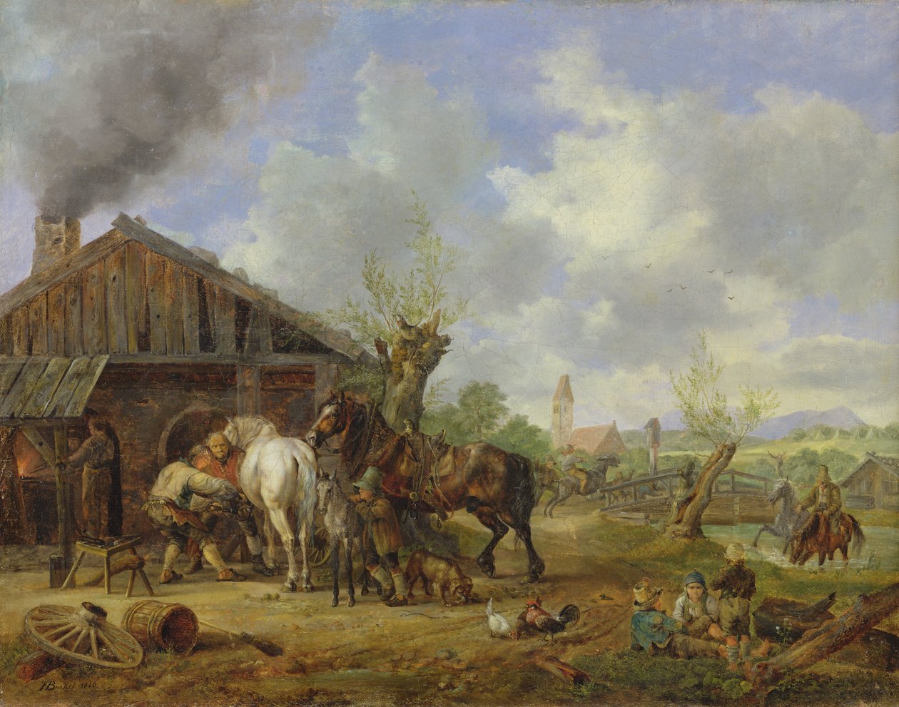 Landsbysmeden, 1826 av Heinrich Burkel