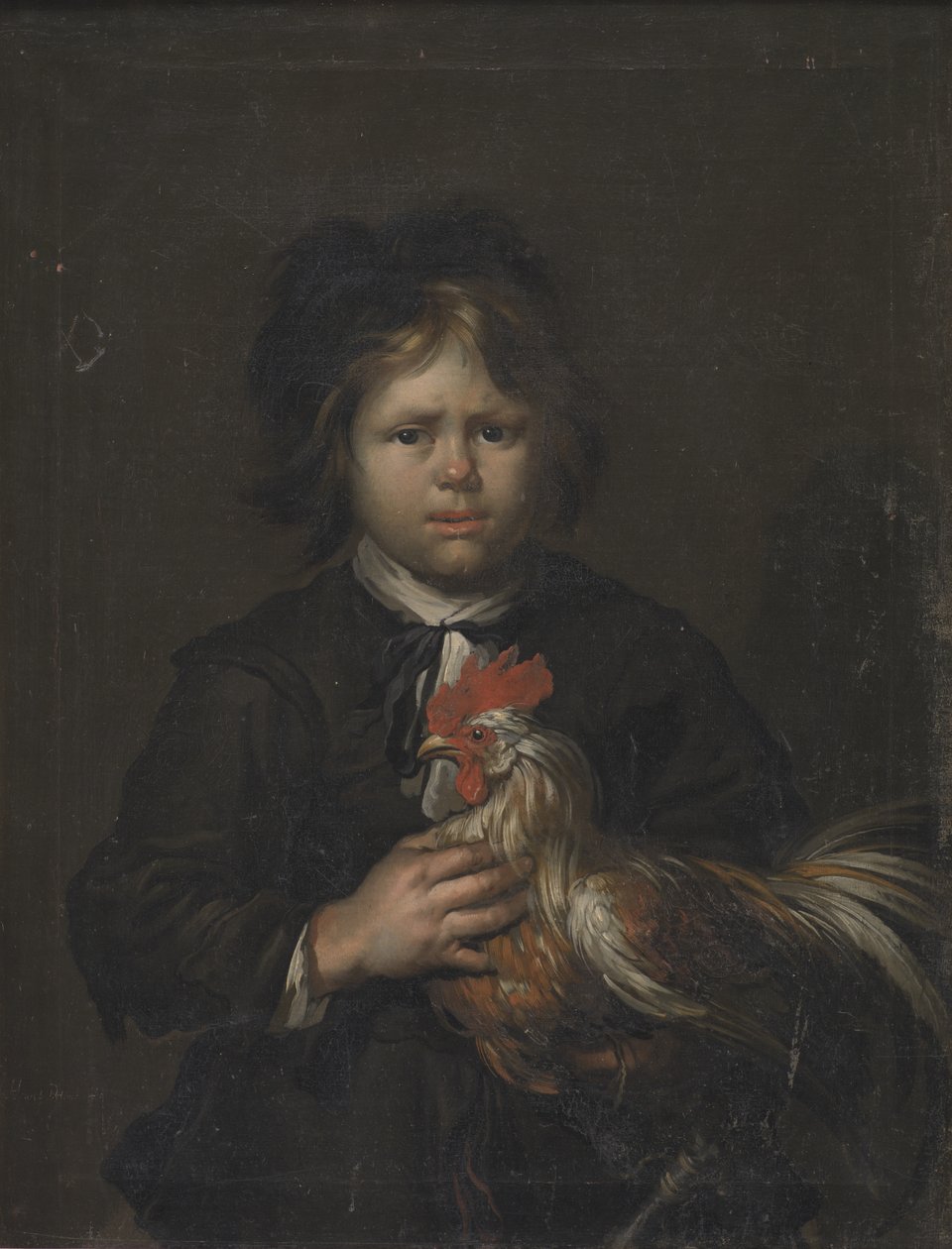 En gårdsgutt med en hane av Heinrich Dittmers