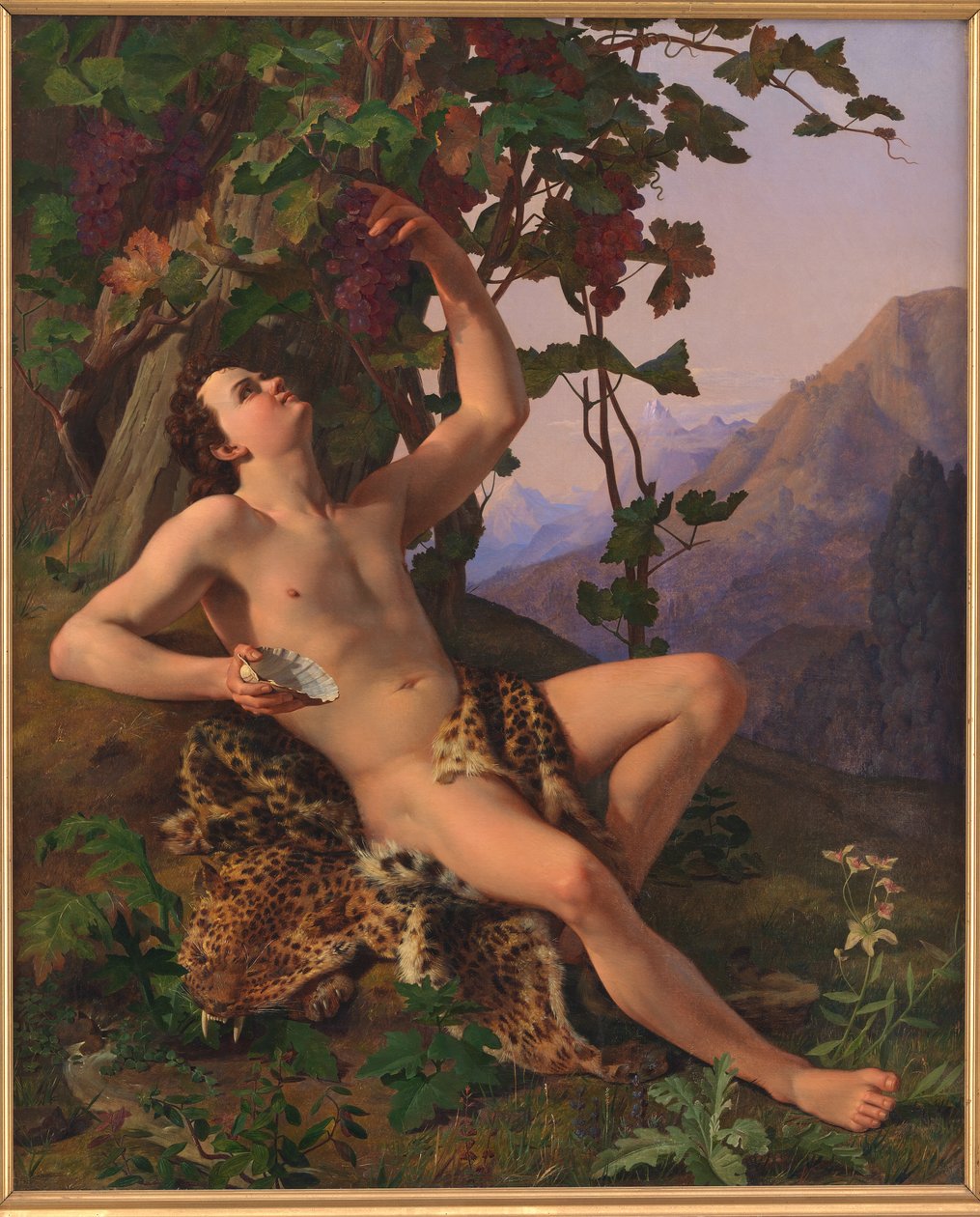En ung faun som plukker druer av Heinrich Eddelien