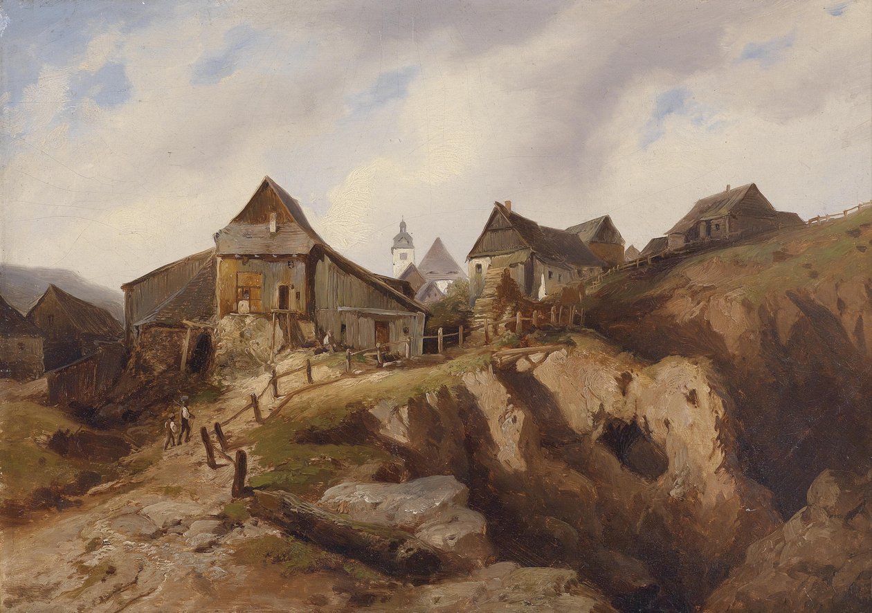 Landsby i nærheten av Altenberg av Heinrich Eduard Müller