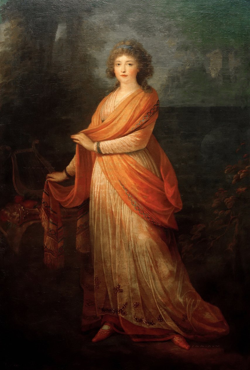 Portrett av Varvara Vasilyevna Golitsyna, født von Engelhardt 1757-1815, 1792. av Heinrich Friedrich Füger
