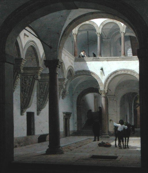 Gårdsplassen til Palazzo Fava, Bologna av Heinrich Hansen