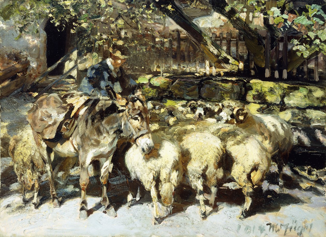 En hyrde med flokken sin av Heinrich Johann von Zugel