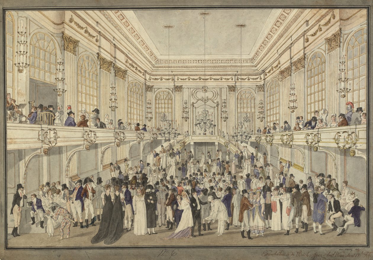 Maskeball i Redoutensaal i Wien Hofburg, ca. 1815. av Heinrich Joseph Schütz