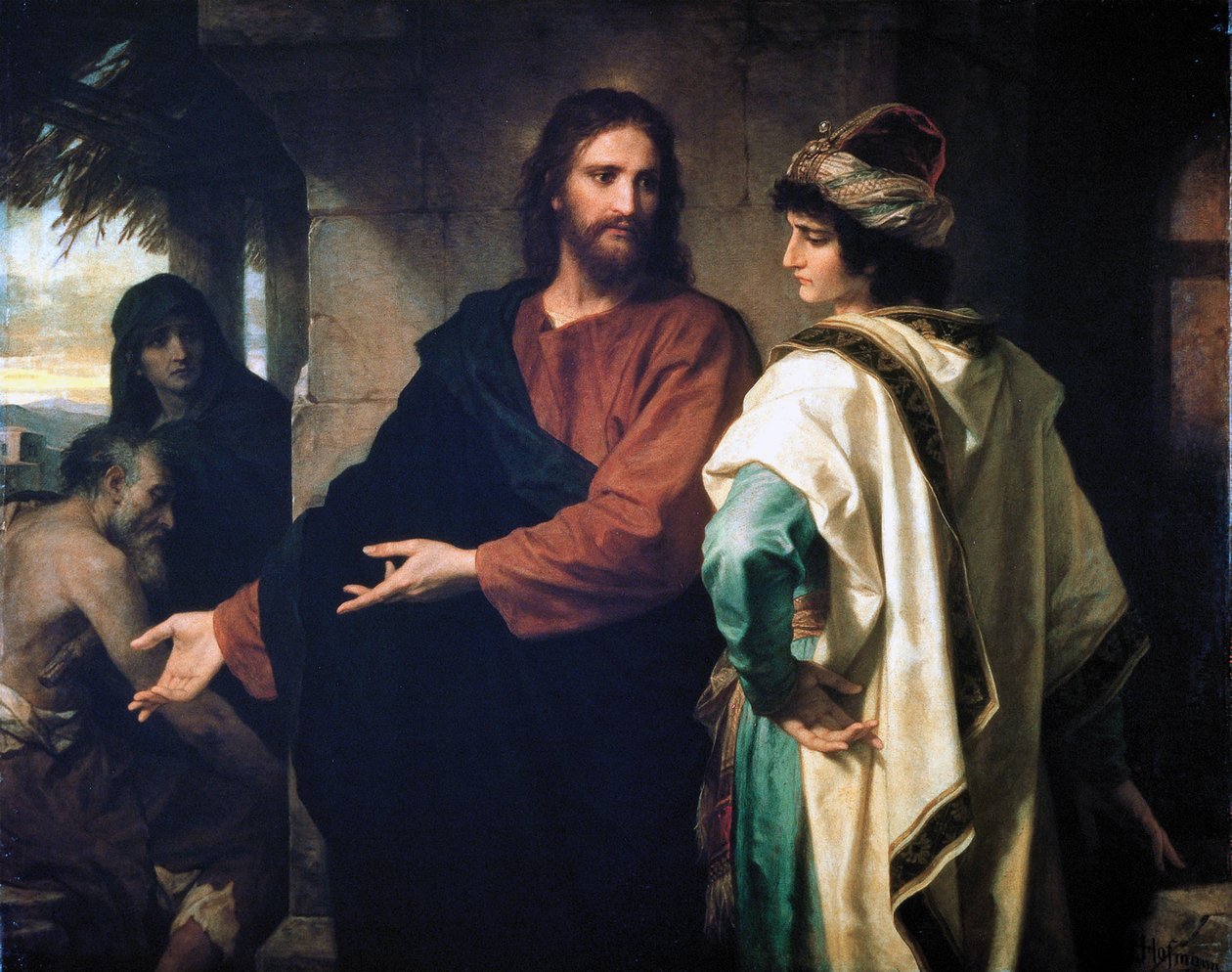 Jesus og den rike unge herskeren av Heinrich Karl Hofmann