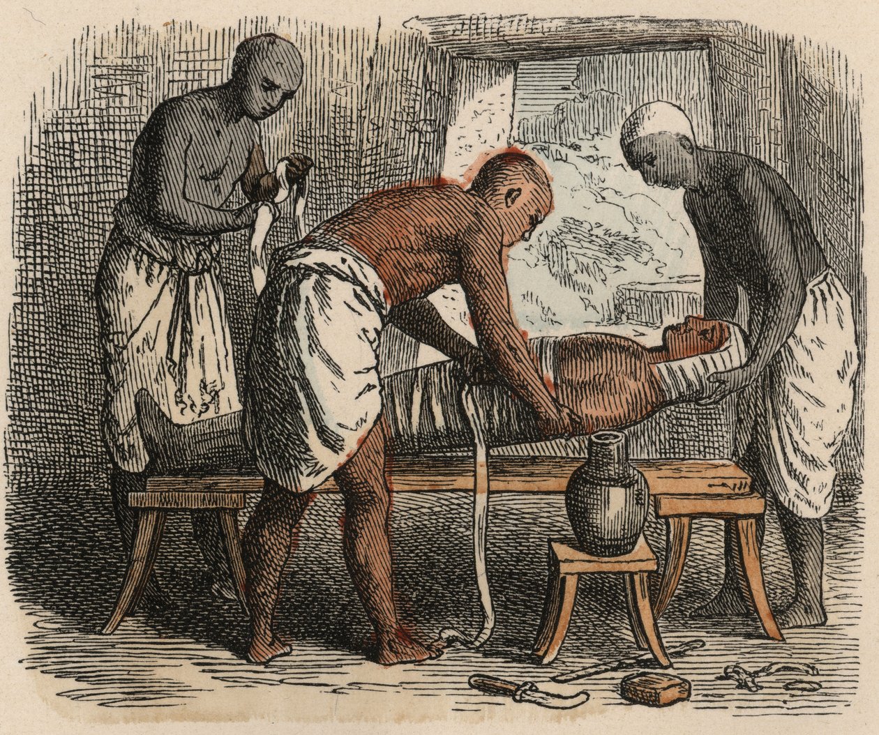 Det gamle Egypt: Innpakning av mumien, 1866 av Heinrich Leutemann