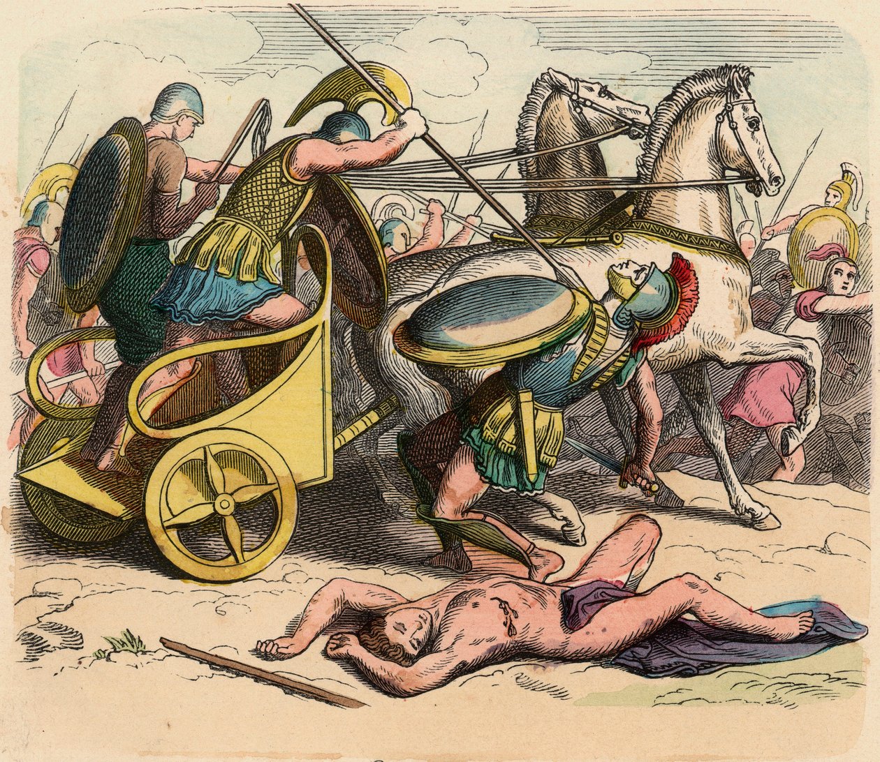 Antikkens Hellas: Gresk militær, Hellas på kongenes tid, krigsvogn av Heinrich Leutemann