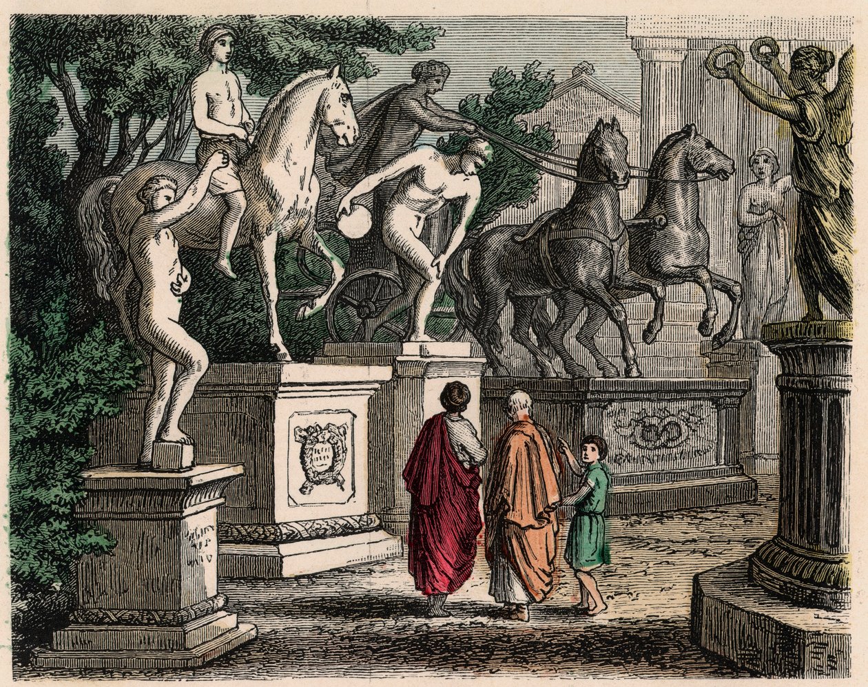 Antikkens Hellas: Statuer av olympiske mestere reist i Olympia, 1866 av Heinrich Leutemann