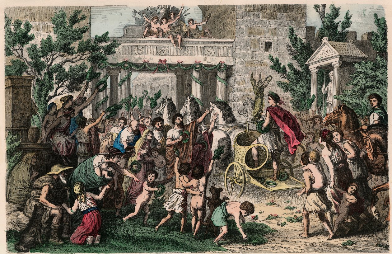 Antikkens Hellas: Velkommen til den olympiske mesteren i hjembyen hans, 1866 av Heinrich Leutemann