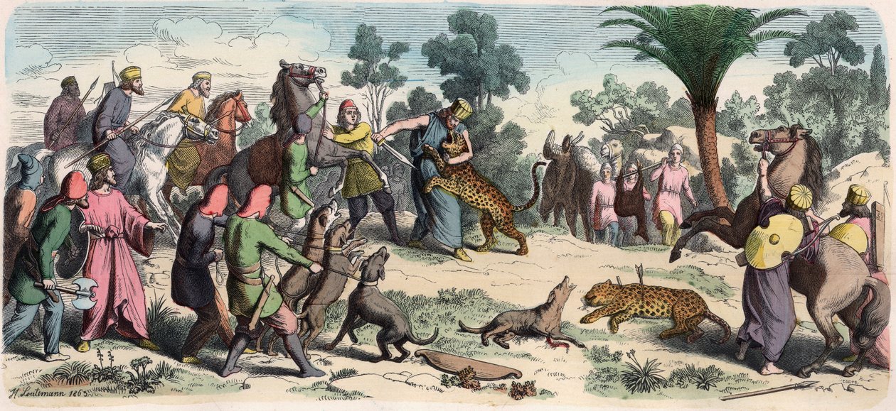 Ancient Orient: En persisk konge og hans følge jakter av Heinrich Leutemann