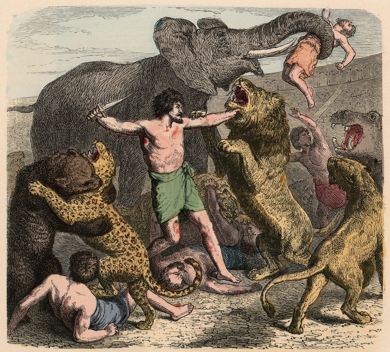 Antikkens Roma: Kriminelle blir angrepet av ville dyr, 1866 av Heinrich Leutemann
