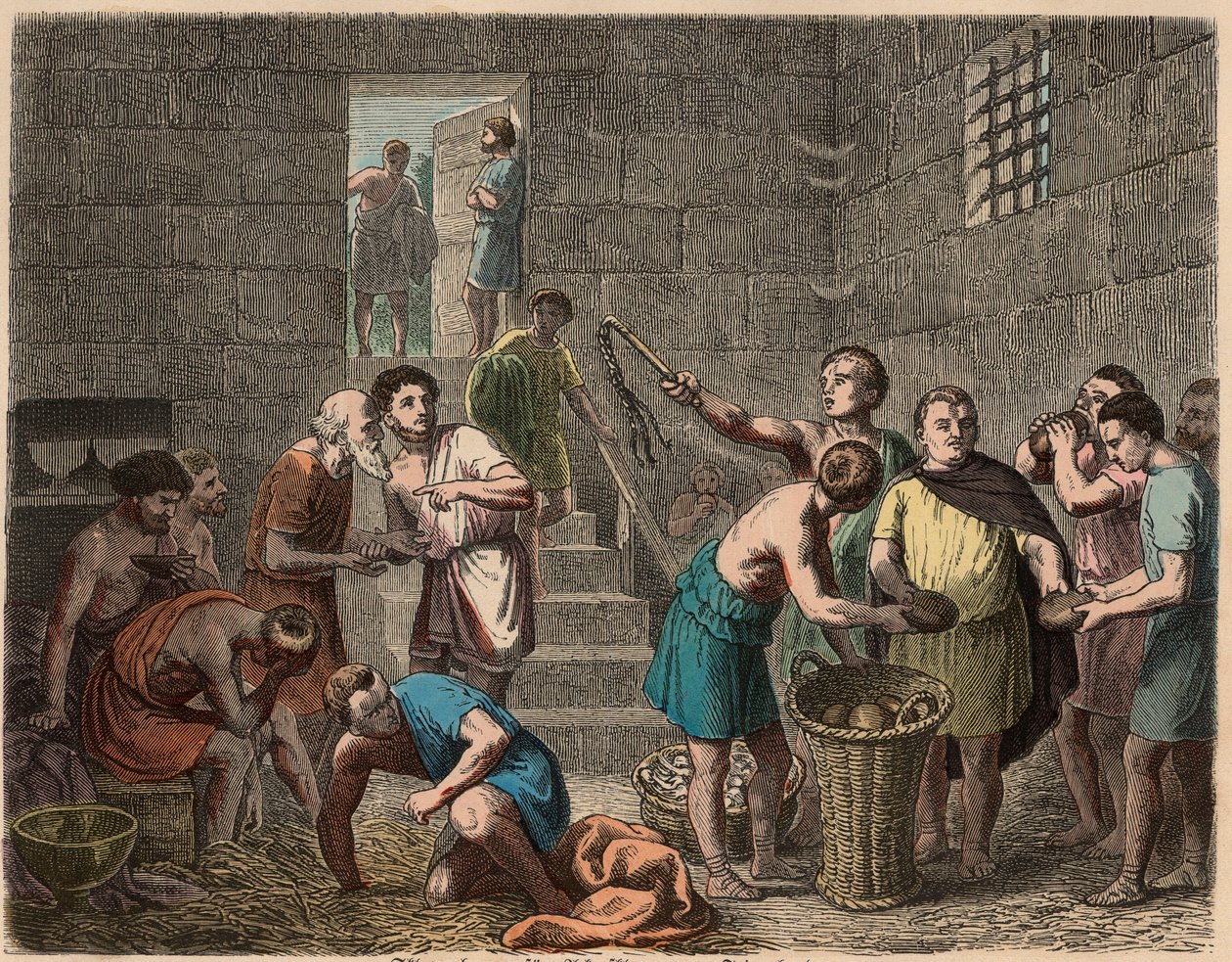 Det gamle Roma: utdeling av mat til slaver om kvelden, 1866 av Heinrich Leutemann