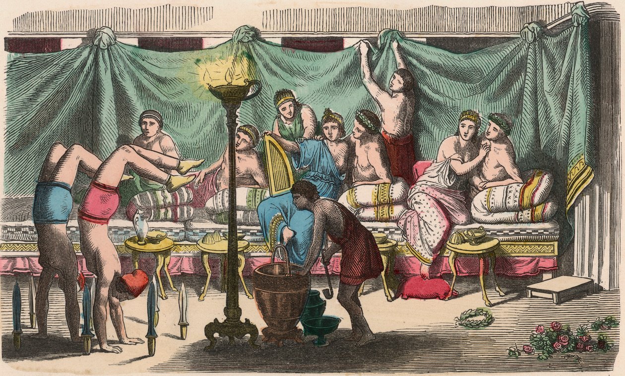 Hellas på republikkenes tid: Bankett og gymnastikk av Heinrich Leutemann