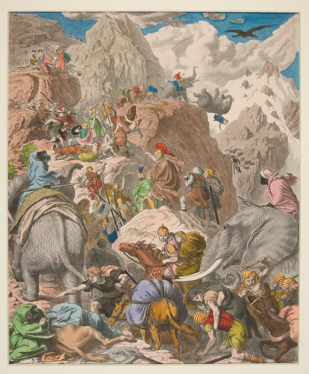 Bilder fra antikken - XIII - karthagerne: Hannibal krysser Alpene av Heinrich Leutemann