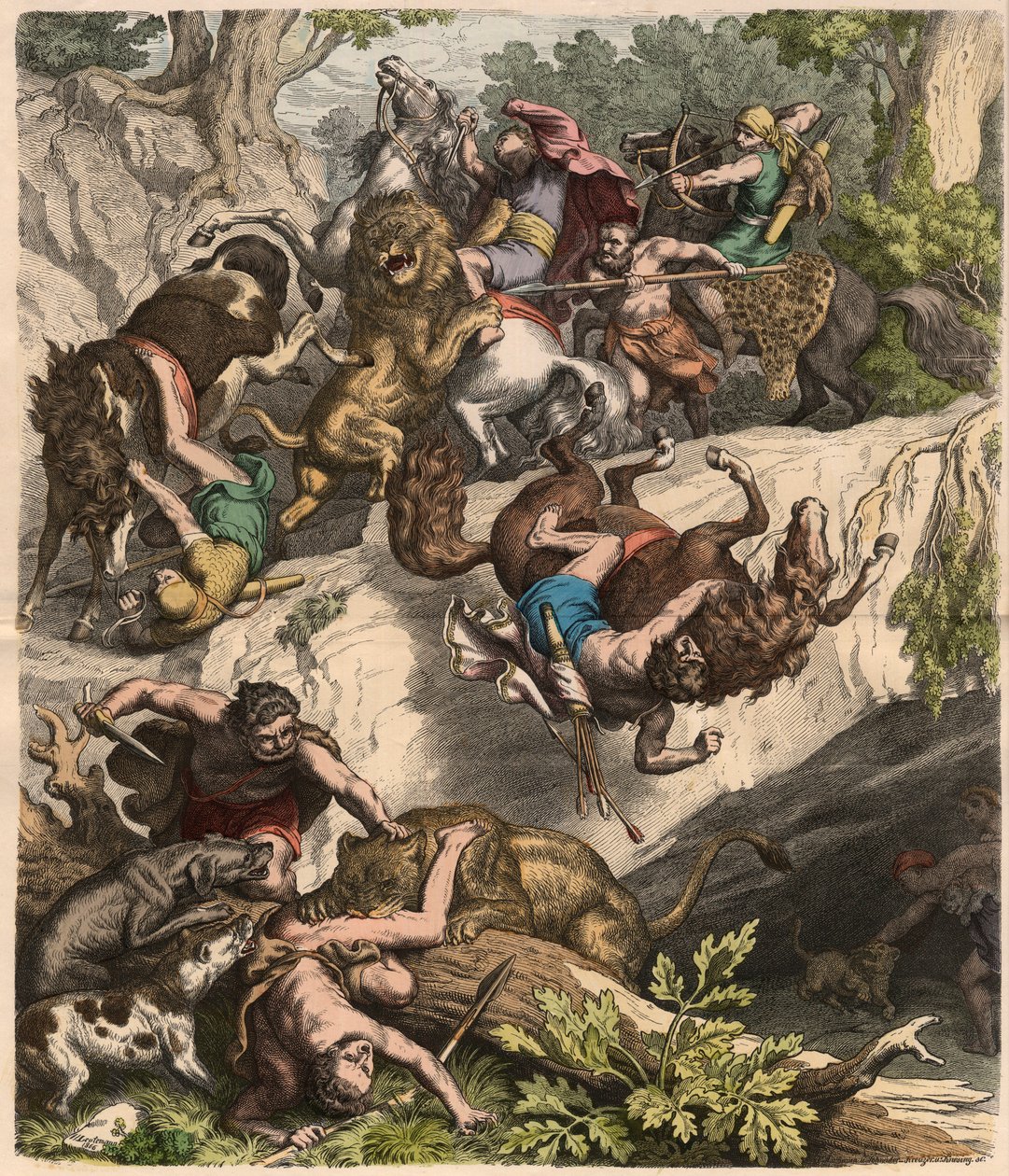 The Carthaginians: Lion Hunt, 1866 av Heinrich Leutemann