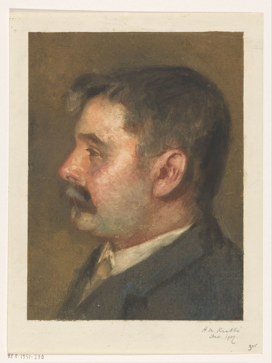 Portrett av en ukjent mann av Heinrich M. Krabbé (signed by artist)