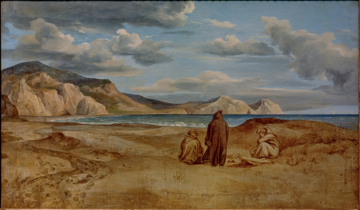 Sjøkysten ved Cape Orlando på Sicilia av Heinrich Reinhold