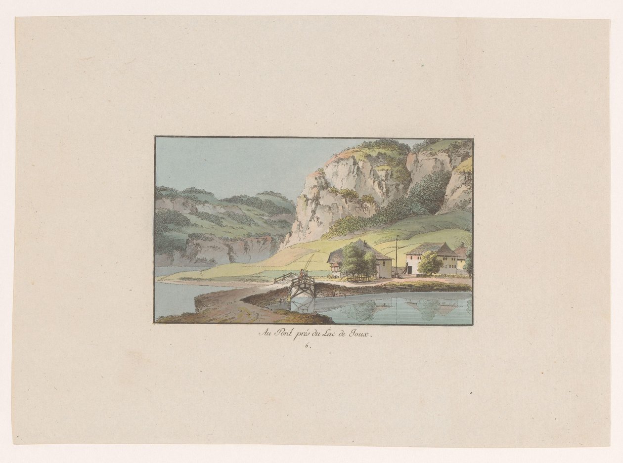 Utsikt over Le Pont nær Lac de Joux Au Pont prés du Lac de Joux (tittel på objekt) Utsikt over Sveits (serietittel) Collection de quelques vues dessinées en Suisse d