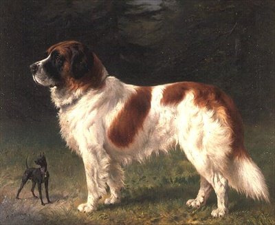 En St. Bernard og en dvergpinscher av Heinrich Sperling