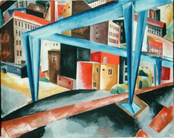 Viadukt foran Vorsetzen i Hamburg, 1921 av Heinrich Stegemann