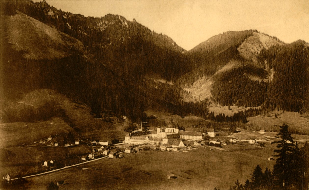 Ettal Abbey fra sør, Bayern, Tyskland, c1922. av Heinrich Sting