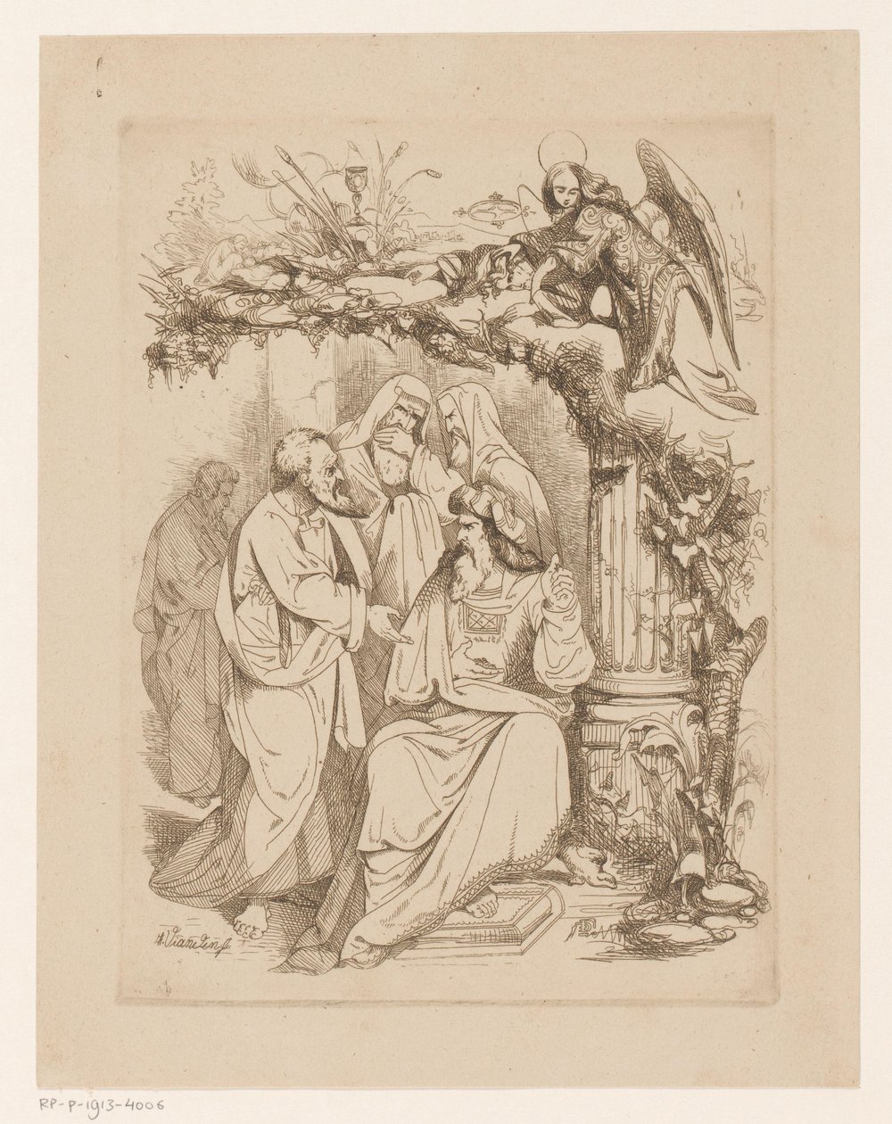 Judas Iskariot med yppersteprestene Grådighet (Avaritia) Deadly Sins and the Fall (serietittel) av Heinrich Vianden
