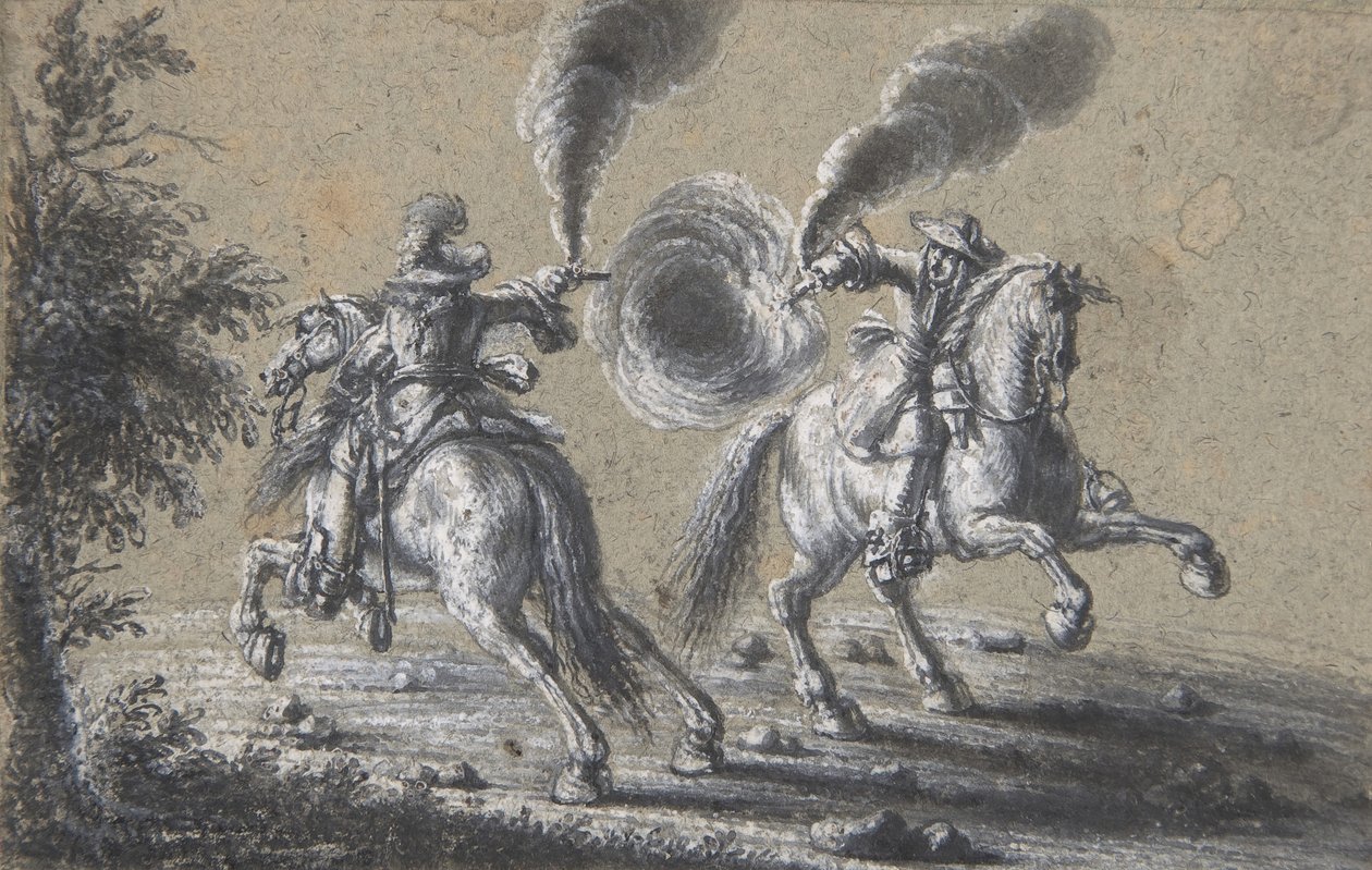 To ryttere som skyter på hverandre, 1600-1677. av Heinrich Werdmuller