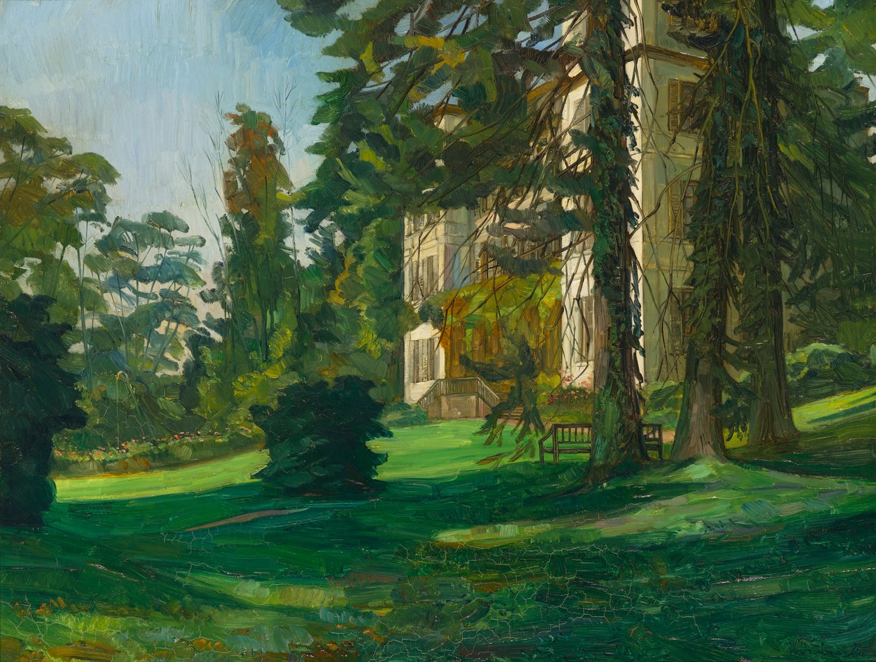 Schloss Hemsbach (olje på lerret) av Heinrich Wilhelm Trübner